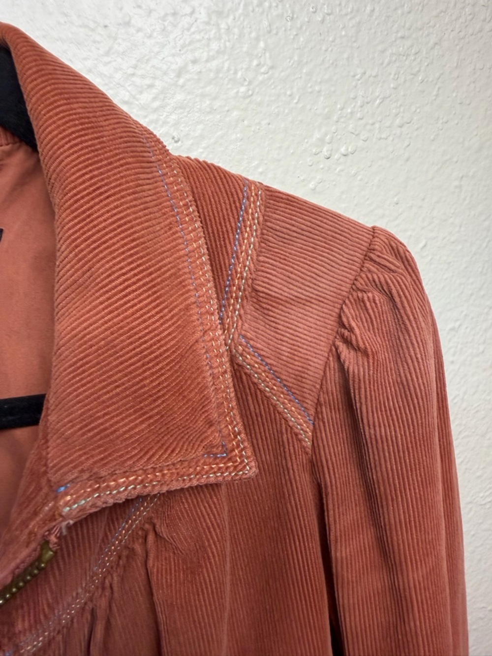 Marc Jacobs Vintage Corduroy Bomber Jacket Puff Sleeve Full Zip Rust Orange 6 - Picture 5 of 9